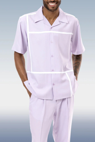 Purple Color Block Short Sleeve Walking Set Available in 2 Colors
