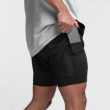 Schwarze Sportswear Simplicity Solid Patchwork Straight Solid Color Shorts