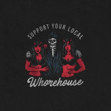 Черный SUPPORT YOUR LOCAL Demon с женской черной футболкой с графическим принтом