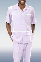Purple Color Block Short Sleeve Walking Set Available in 4 Colors