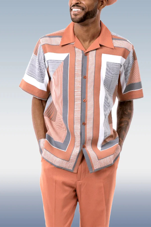 Tangerine Red Mens Walking Suits Spice - Mens Two Piece Leisure Suits