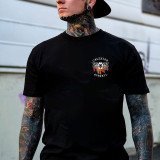Schwarzes „KEEP YOUR DISTANCE“-T-Shirt mit schwarzem Aufdruck „Mr Crow“ mit Buchstabengrafik