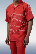 Conjunto de manga corta de 2 piezas de traje rojo con rayas rojas