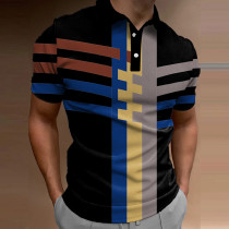 Черная мужская рубашка для гольфа Geometry Turndown Outdoor Street Polo Shirt