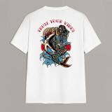 White TRUST YOUR VIBES Skull in Underwater World White Print T-shirt