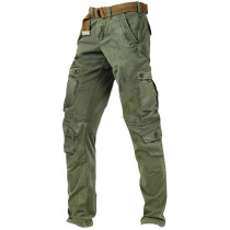 Pantaloni cargo in cotone da uomo verde militare