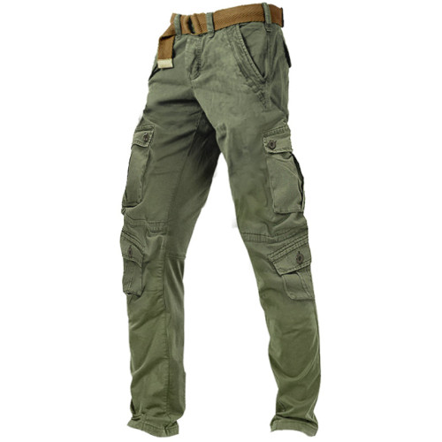 Pantalon cargo en coton vert armée pour homme