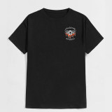 Svart HÅLL DIT AVSTÅND Mr Crow Letter Grafisk T-shirt med svart tryck