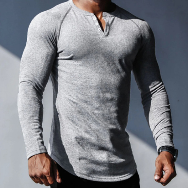 Blusa masculina branca cinza básica de manga comprida