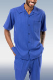 Costume de marche en tissu tricoté bleu Costume à manches courtes 3 couleurs disponibles (3种颜色)