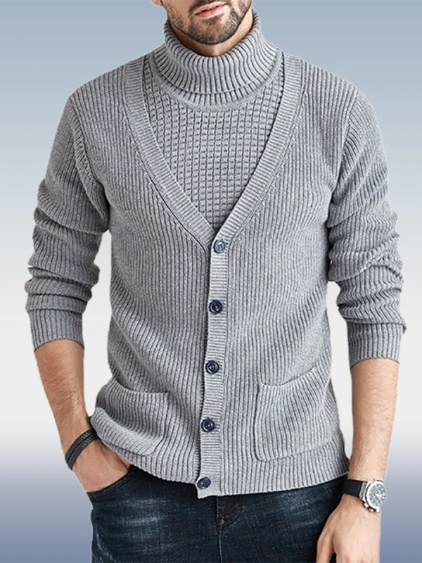 Suéter de malha fina masculino cinza claro 3 cores