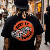 Schwarzes KEEP IT TWISTED T-Shirt mit Motor Head-Grafik und schwarzem Aufdruck