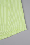 Ljusgrön Casual Solid Patchwork V-hals långärmade klänningar