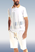 Weißes Herren-POLO-Shirt, 2-teiliges Shorts-Set