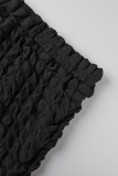 Bandagem sólida casual marrom escuro decote em V manga longa duas peças