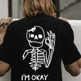 Zwart I'm Okay Skull T-shirt