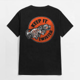 Zwart KEEP IT TWISTED T-shirt met grafische motorkop en zwarte print