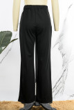 Blanc Casual Work Solid Patchwork Straight High Waist Straight Solid Color Bottoms