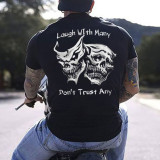 T-shirt Black Laugh with Many, Don ¡¯ t Trust Any Skulls Black Print
