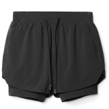 Pantalones cortos negros Sportswear Simplicity Solid Patchwork Straight Color sólido