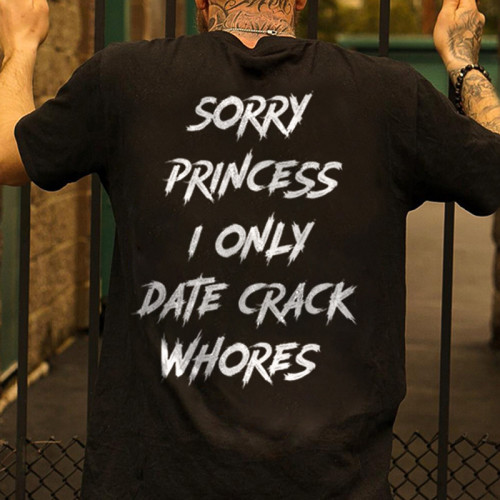 Camiseta preta Sorry Princess Letters