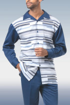 Синий мужской модный повседневный прогулочный костюм с длинным рукавом 023