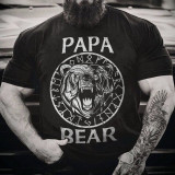 Черная мужская повседневная футболка для бега с рисунком Viking Papa Bear