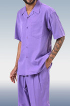 Фиолетовый прогулочный костюм - Фиолетовый мужской повседневный костюм