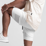 Pantaloncini dritti in tinta unita patchwork tinta unita per abbigliamento sportivo bianco