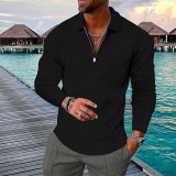 Серая мужская клетчатая рубашка с 3D-принтом и длинным рукавом на молнии с длинным рукавом