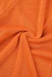 Oranje Sexy Casual Solid Bandage Ruglooze Halter Mouwloos Twee Stukken