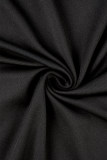 ブラック セクシー カジュアル ソリッド バックレス スパゲッティ ストラップ ロング ドレス ドレス