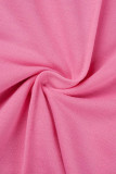 Roze Vrijetijds Effen Basis Normaal Hoge taille Conventionele Effen kleurbroek