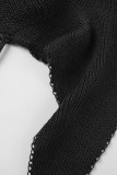 Черная сексуальная однотонная повязка без спинки Асимметричная бретелька без рукавов из двух частей