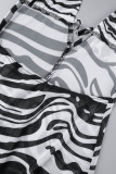 Schwarz-weiße, sexy, lässige, durchsichtige, rückenfreie Mesh-Kleider mit V-Ausschnitt, Street-Print und einstufigem Rock