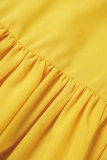 Amarillo Casual Patchwork Contraste O Cuello Una Línea Vestidos