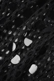Negro Sexy Sólido Ahuecado Lentejuelas Abertura transparente Trajes de baño Cubrir