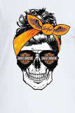 White Street Base Print Skull Patchwork O-hals T-shirts