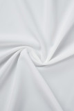 Белый повседневный однотонный рваный отложной воротник с длинным рукавом из двух частей