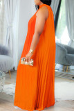Vermelho melancia elegante sólido patchwork dobrado frente única vestidos tamanho grande