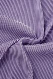 Фиолетовый Повседневный Однотонный Классический Отложной воротник Из двух частей Короткий рукав