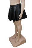 Black Casual Solid Basic Plus Size High Waist Skirt