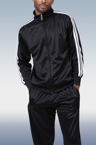 Black Men's Black Casual Sportswear 2 Piece Set