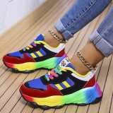 Blue Casual Sportswear Daily Patchwork Round Out Door Shoes