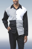 Черно-белый мужской модный повседневный прогулочный костюм с длинным рукавом 020