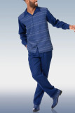 Costume de marche décontracté à manches longues bleu pour hommes 019