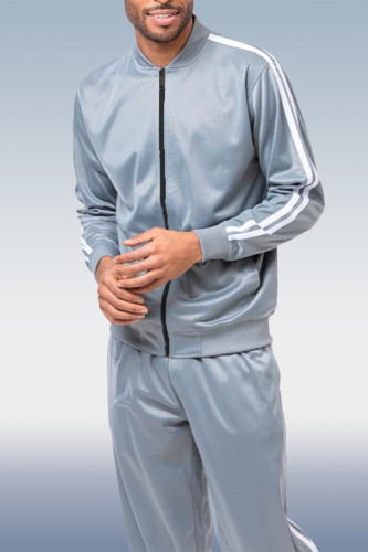 Grey Men's Grey Casual Sportswear 2 Piece Set
