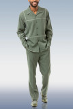 Green Men's Green Suede Long Sleeve Walking Suit 026