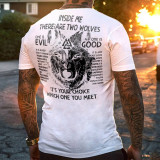 Grey Viking Inside Me There Are Two Wolves T-shirt da palestra con stampa lettera da uomo