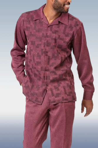 Red Men's Fashion Casual Long Sleeve Walking Suit 016